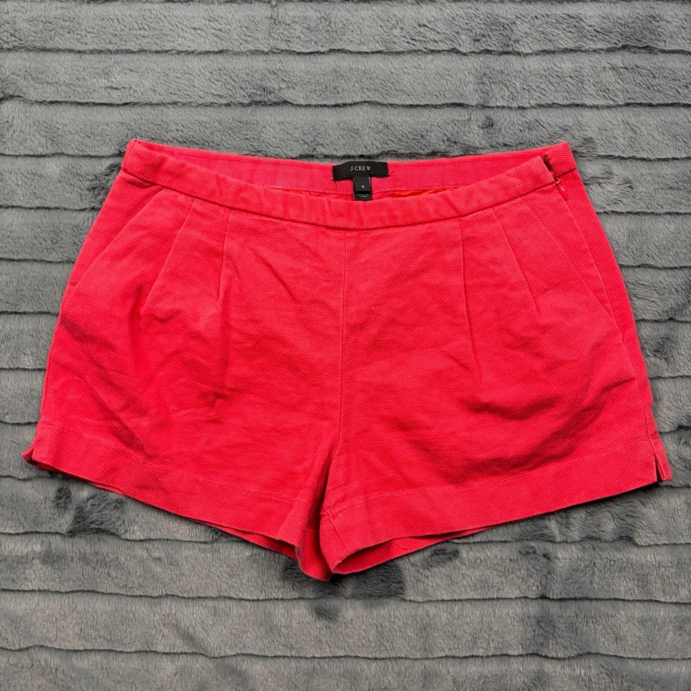 J.Crew Women Coral Pink Textured Pique Pleated Side Zip Chino Shorts 4 A1997
